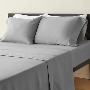 NEW Amazon Basics Easy Care Microfiber Sheet Set with 19" Deep Pockets - King, Dark Grey
