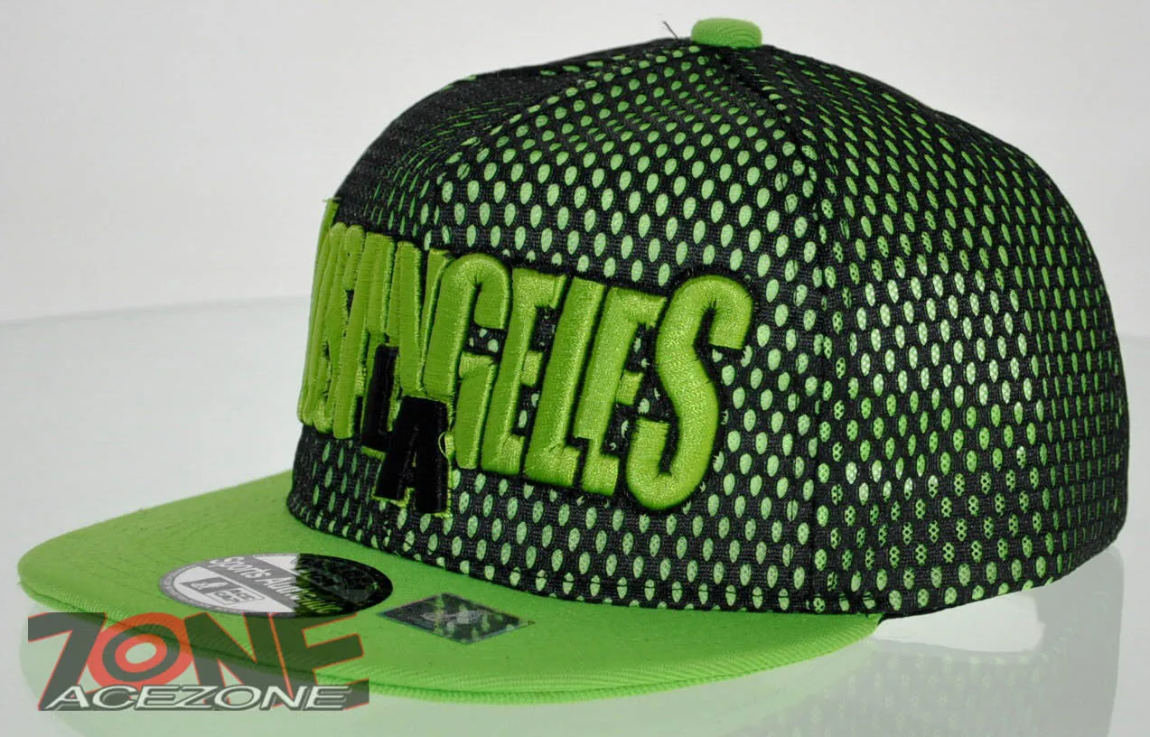 NEW! MESH FLAT BILL SNAPBACK BALL LOS ANGELES CALIFORNIA CAP HAT GREEN