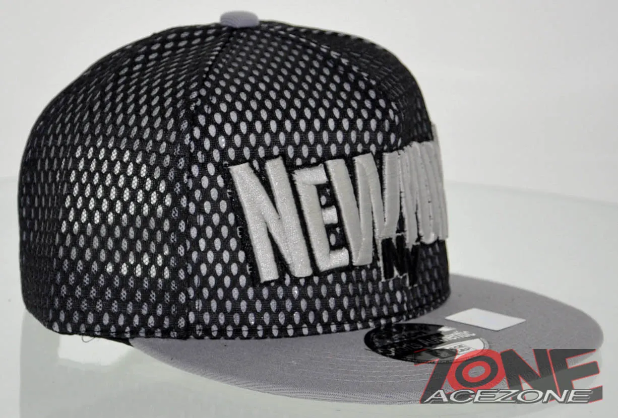 NEW! MESH FLAT BILL SNAPBACK BALL NEW YORK NY CAP HAT GRAY
