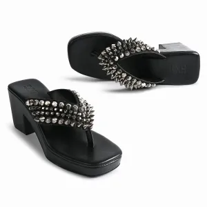 Nice Studded Black Platform Heels For Women