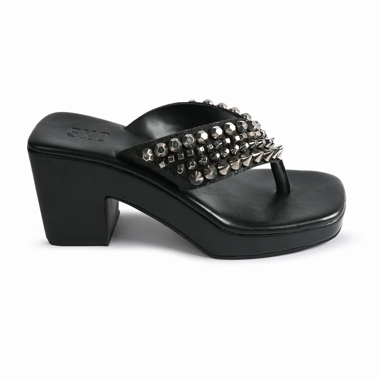 Nice Studded Black Platform Heels For Women