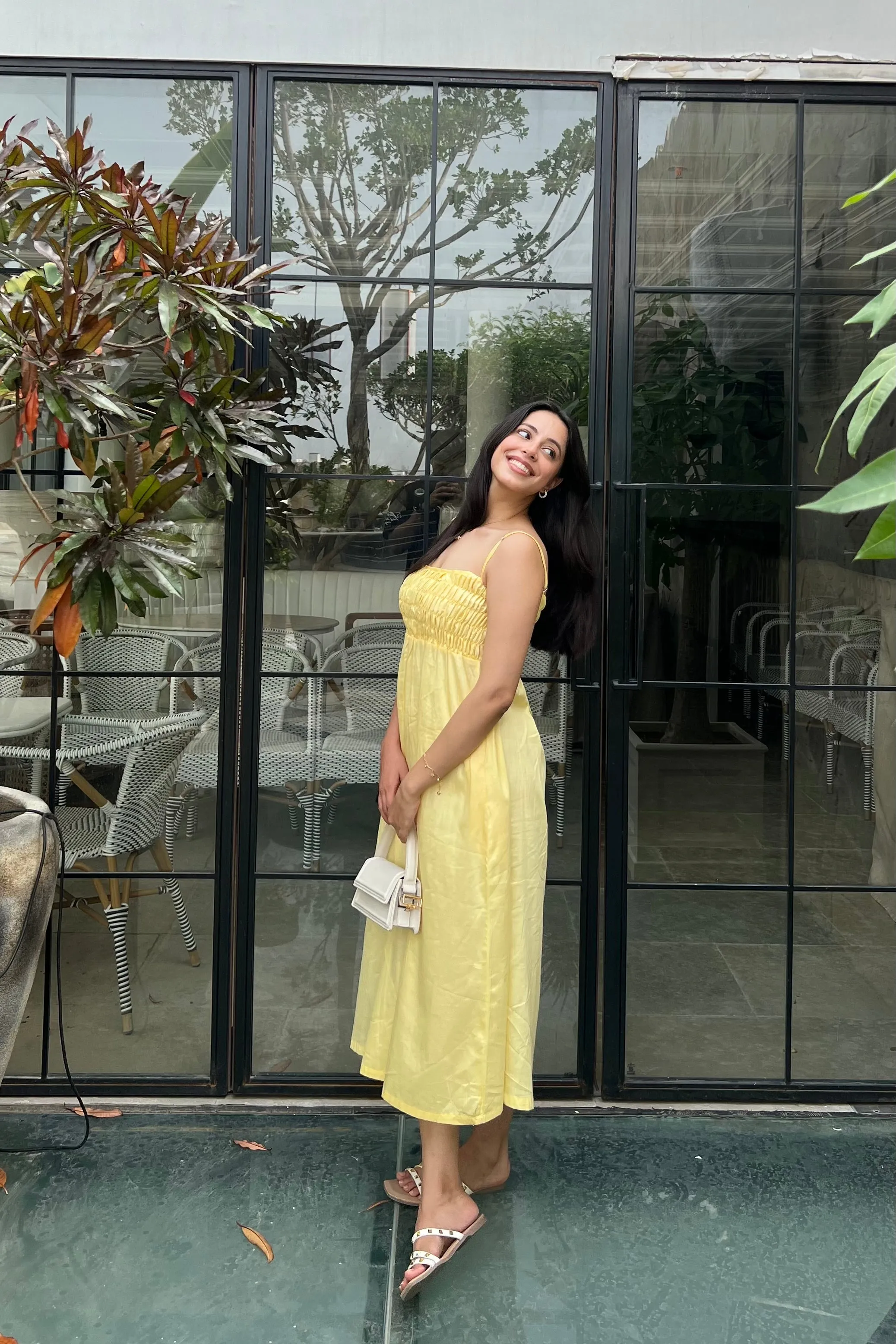 Nishtha Sethi in Citrine - Butter Yellow Cotton Dress