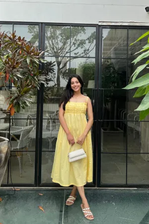 Nishtha Sethi in Citrine - Butter Yellow Cotton Dress