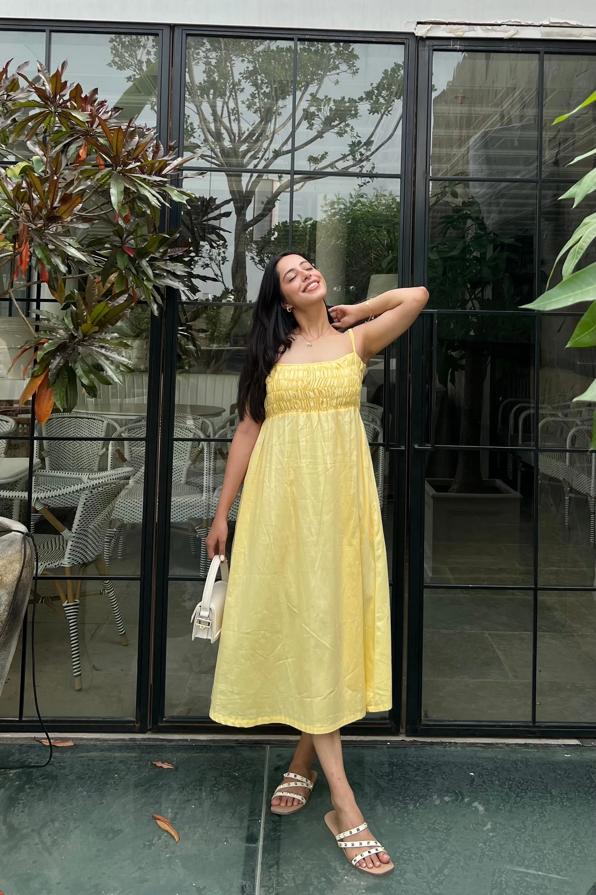 Nishtha Sethi in Citrine - Butter Yellow Cotton Dress
