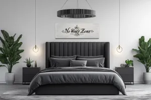 No Wake Zone Long Narrow Over Bed Framed Canvas Wall Art