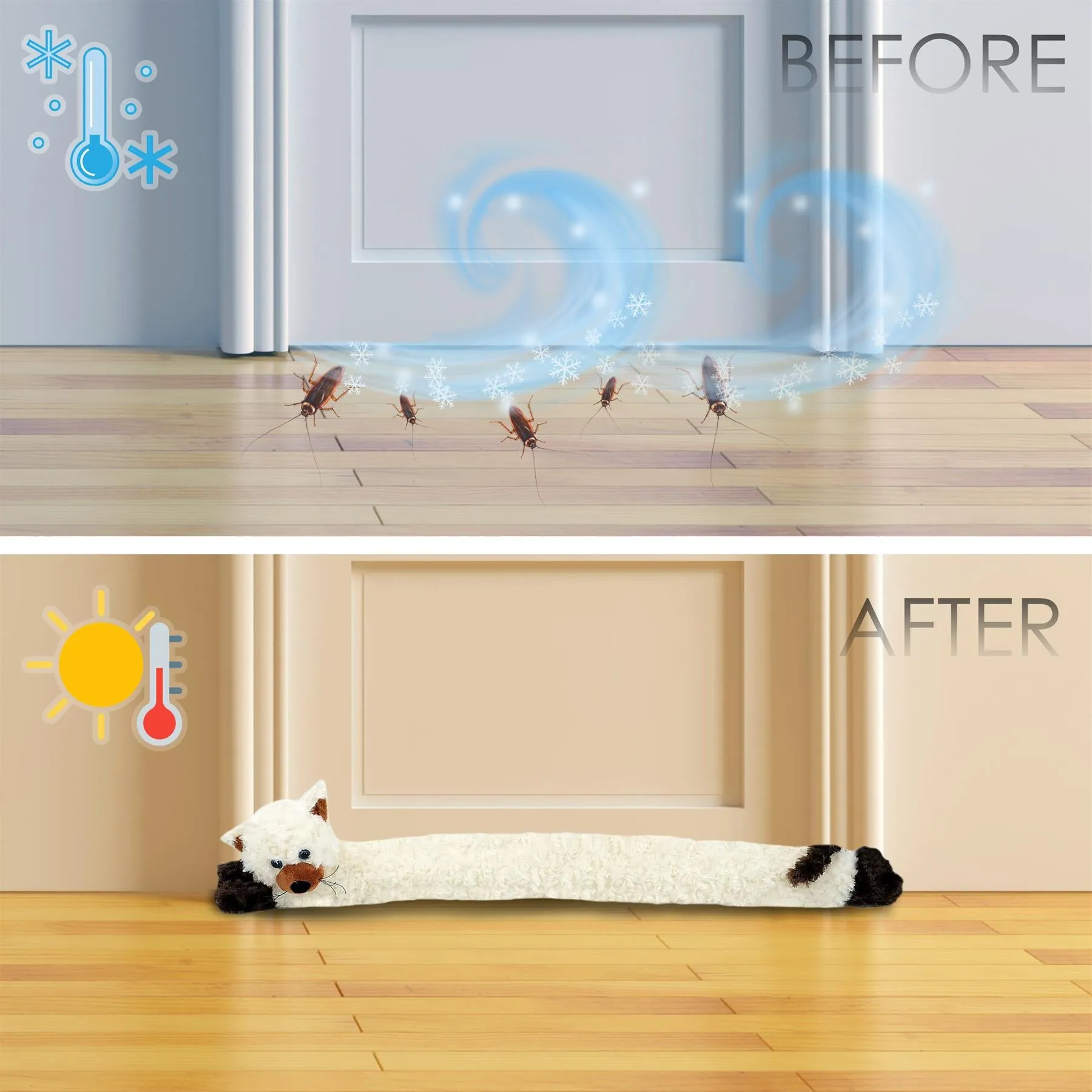 Novelty Cream Cat Draught Excluder for Doors