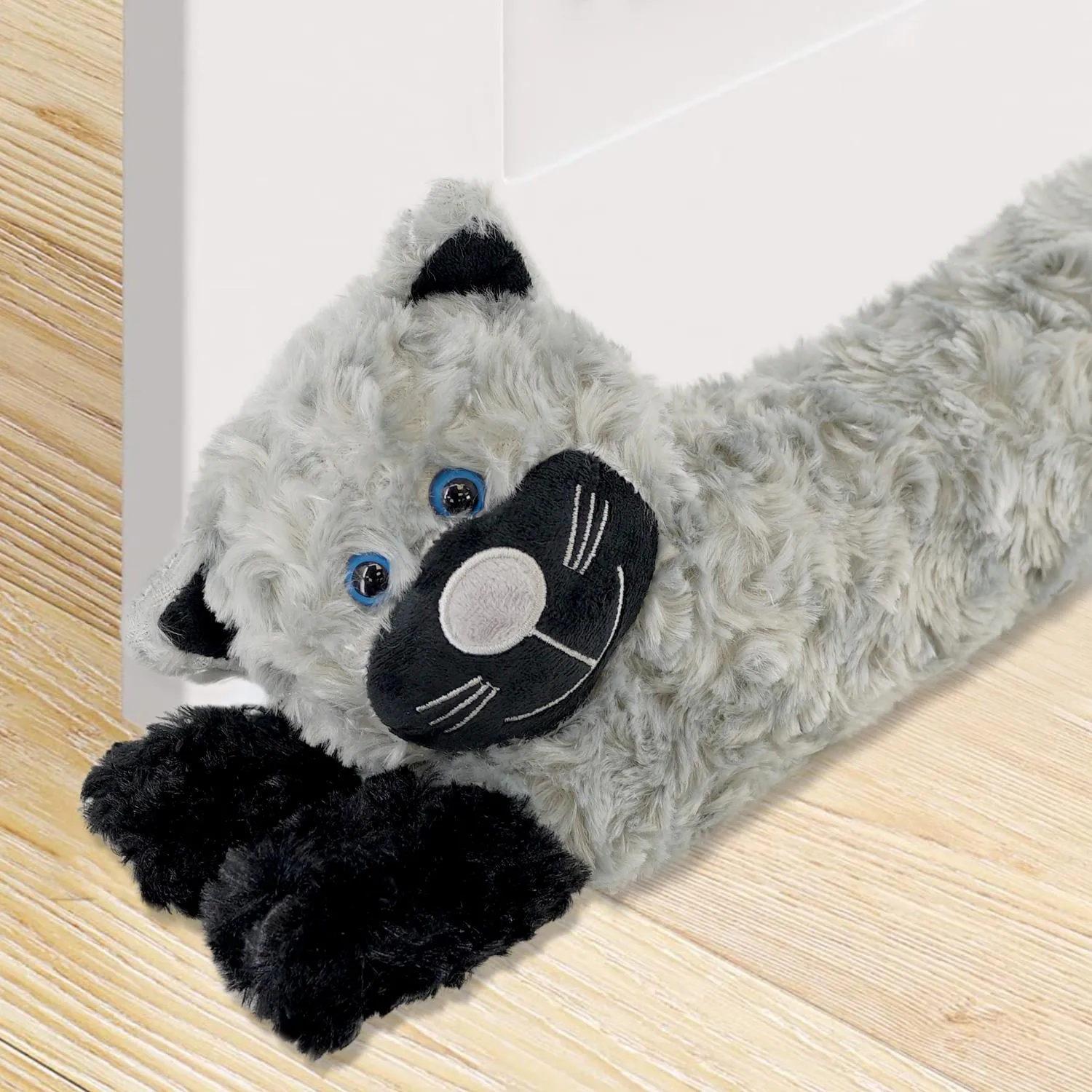 Novelty Draught Excluder for Doors Grey Cat Design