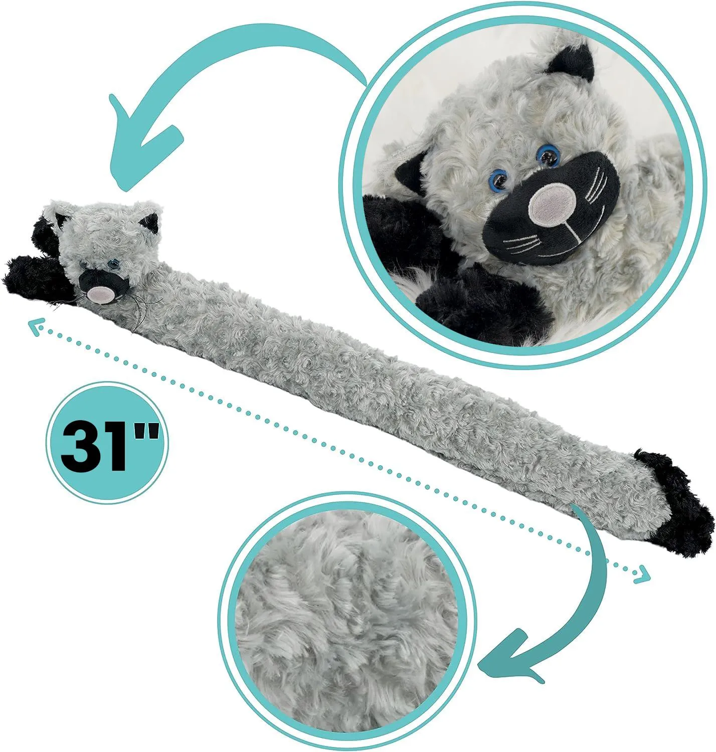 Novelty Draught Excluder for Doors Grey Cat Design