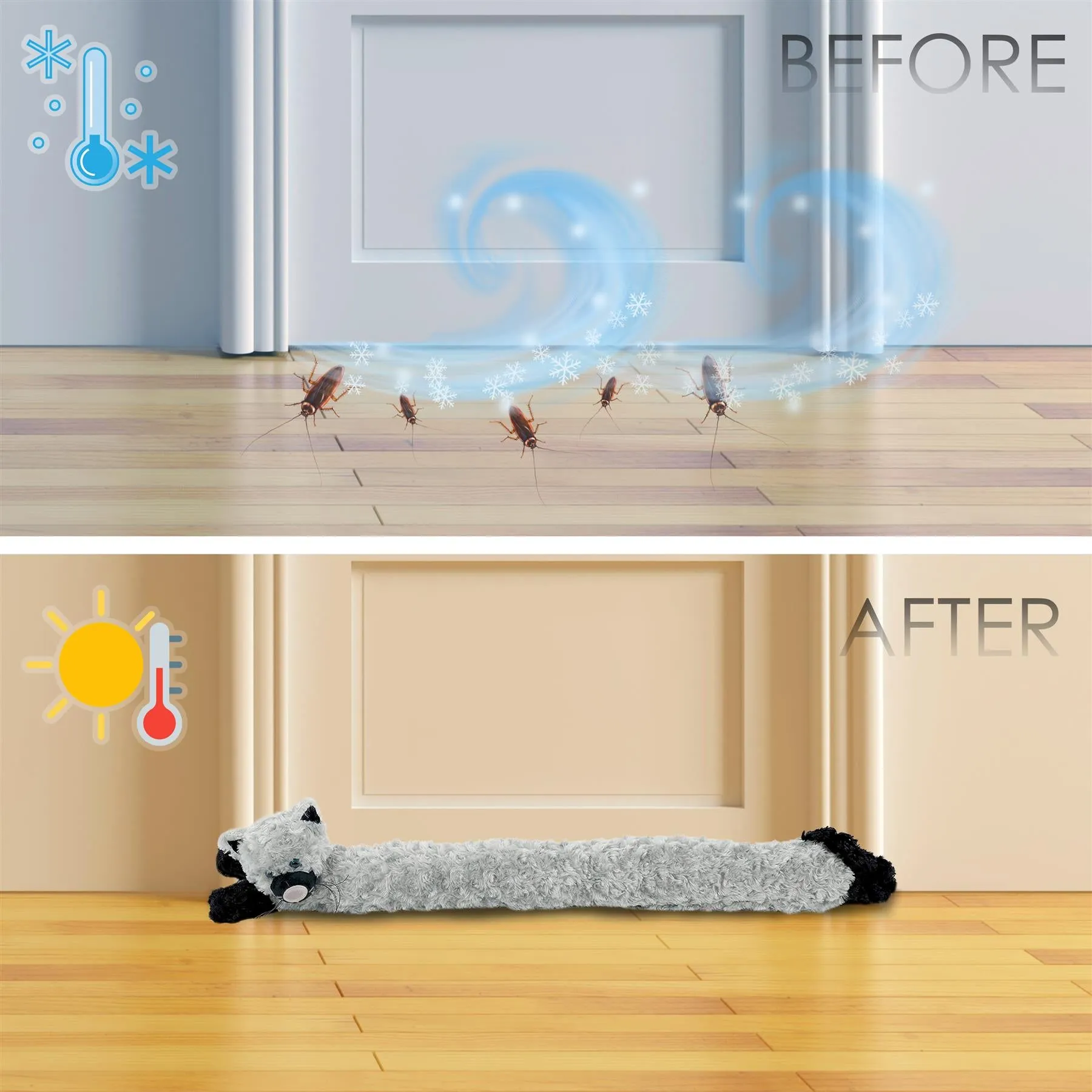 Novelty Draught Excluder for Doors Grey Cat Design