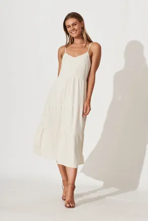 Oatmeal Linen Blend Midi Sundress by Utopia