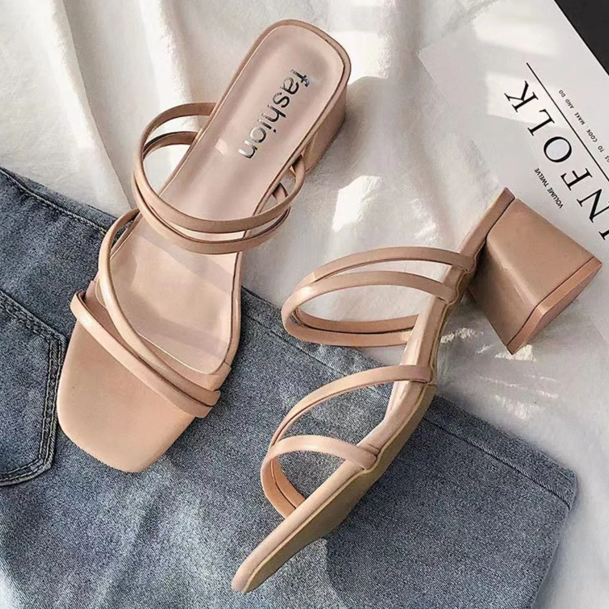 Open Toe Block Heels Sandals