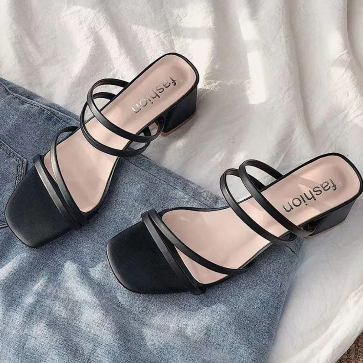 Open Toe Block Heels Sandals