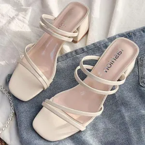 Open Toe Block Heels Sandals