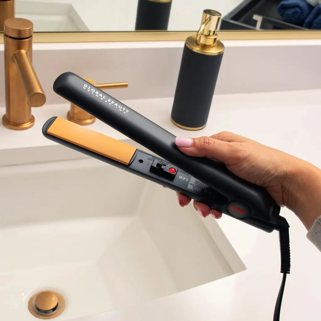 Original Ceramic Flat Iron, Flat Iron for a Smooth Finish, Ceramic Floating Plates, Quick Heat Up, Analog On/Off Switch, 1" Iron Black