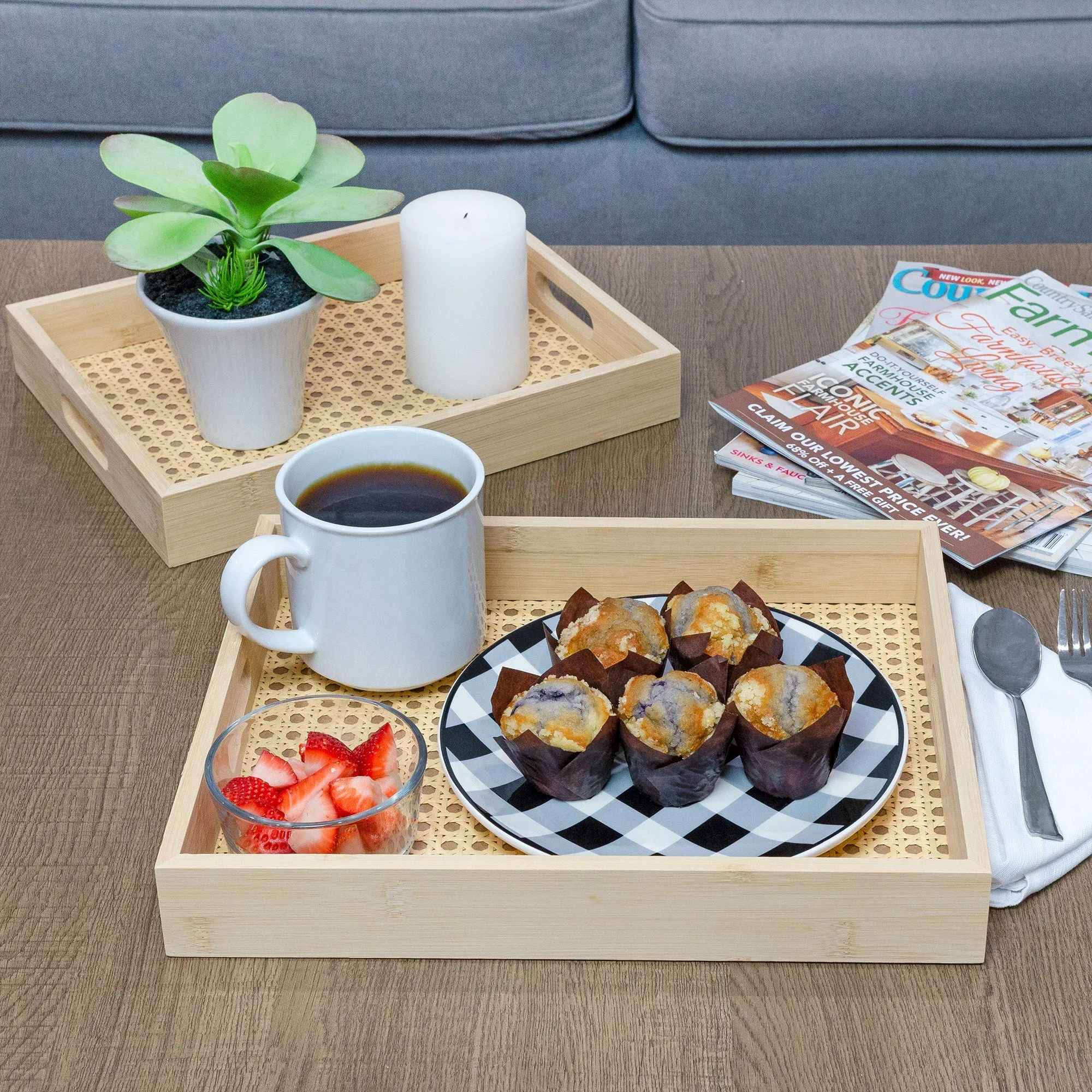 Ottoman Rattan Breakfast Trays (Case of 8)