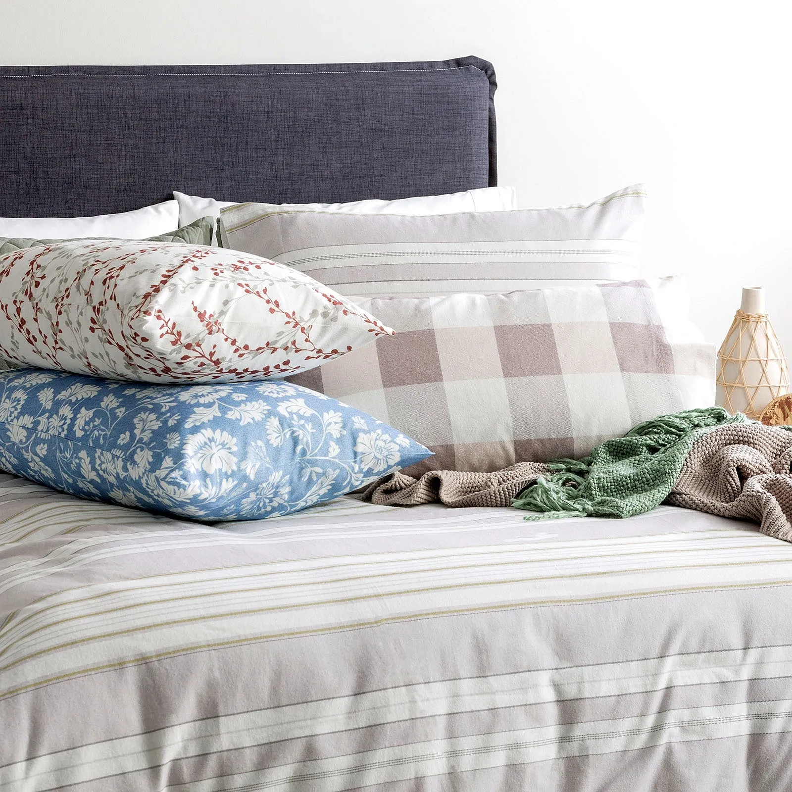 Park Avenue 175 GSM Egyptian Cotton Flannelette Quilt Cover Set - Buffalo Checks
