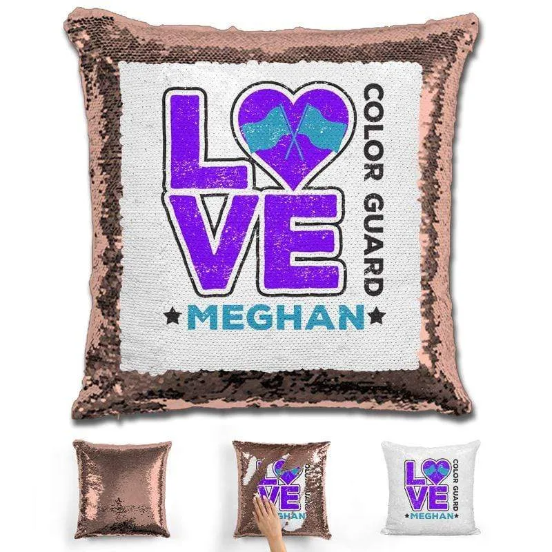 Personalized LOVE Color Guard Magic Sequin Pillow