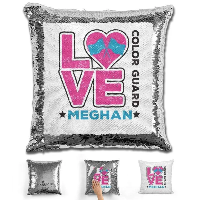 Personalized LOVE Color Guard Magic Sequin Pillow