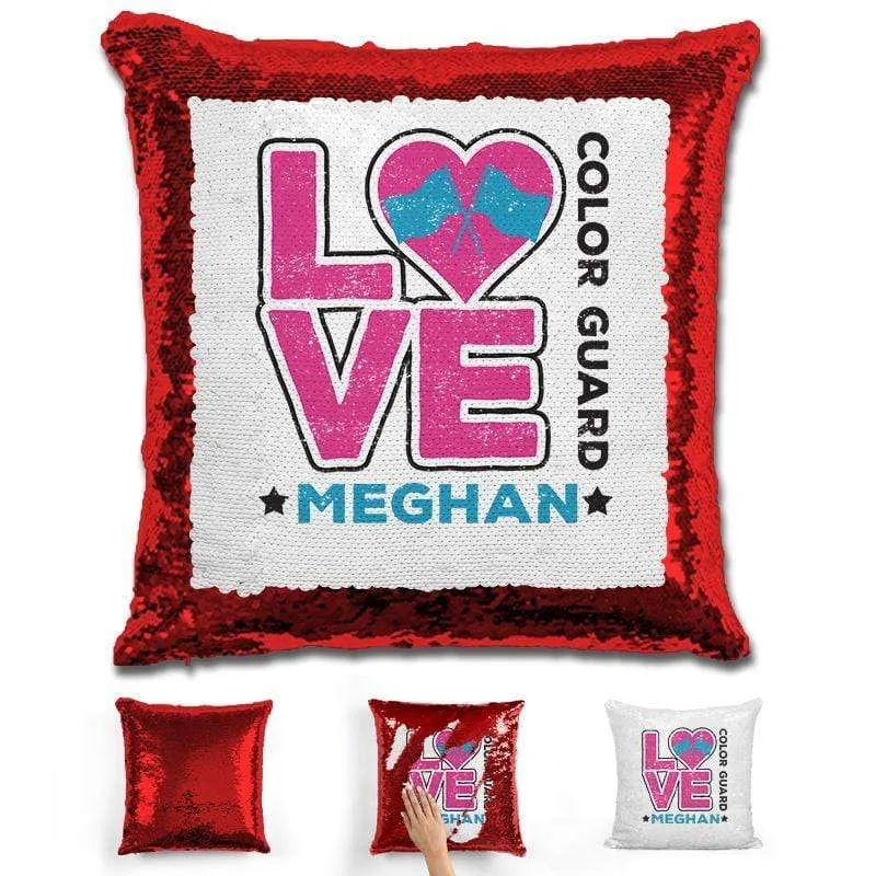 Personalized LOVE Color Guard Magic Sequin Pillow