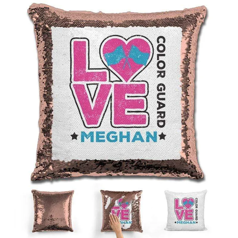Personalized LOVE Color Guard Magic Sequin Pillow