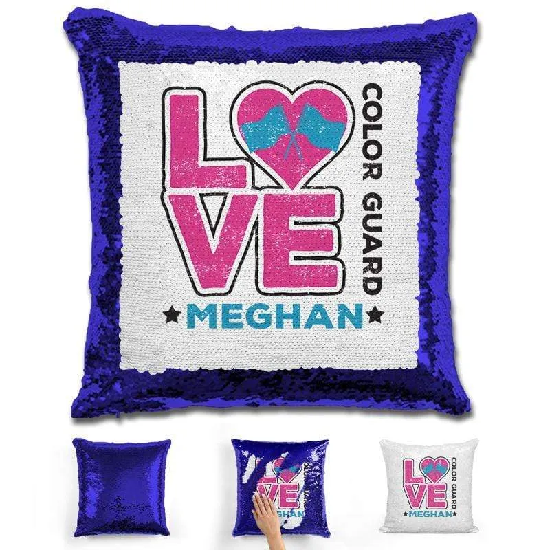 Personalized LOVE Color Guard Magic Sequin Pillow