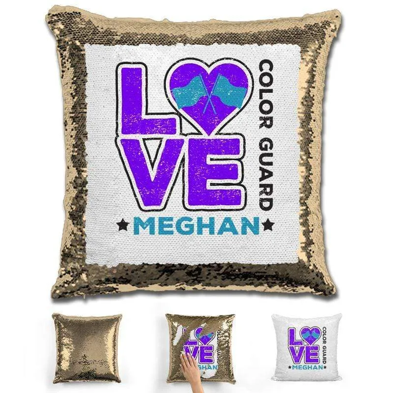 Personalized LOVE Color Guard Magic Sequin Pillow