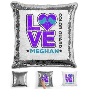 Personalized LOVE Color Guard Magic Sequin Pillow