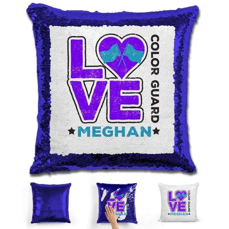 Personalized LOVE Color Guard Magic Sequin Pillow