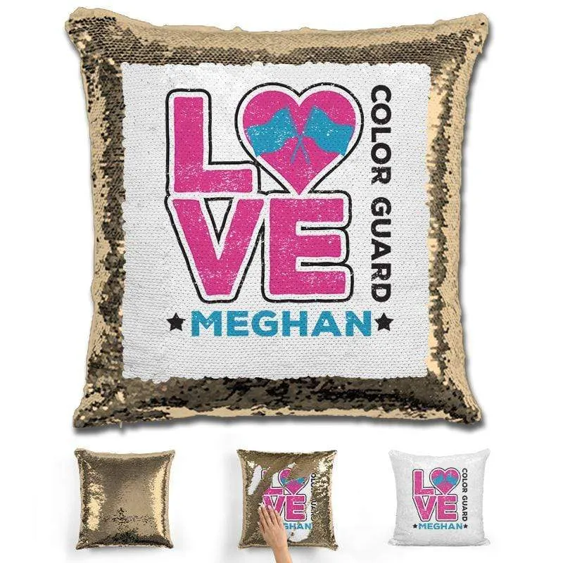 Personalized LOVE Color Guard Magic Sequin Pillow