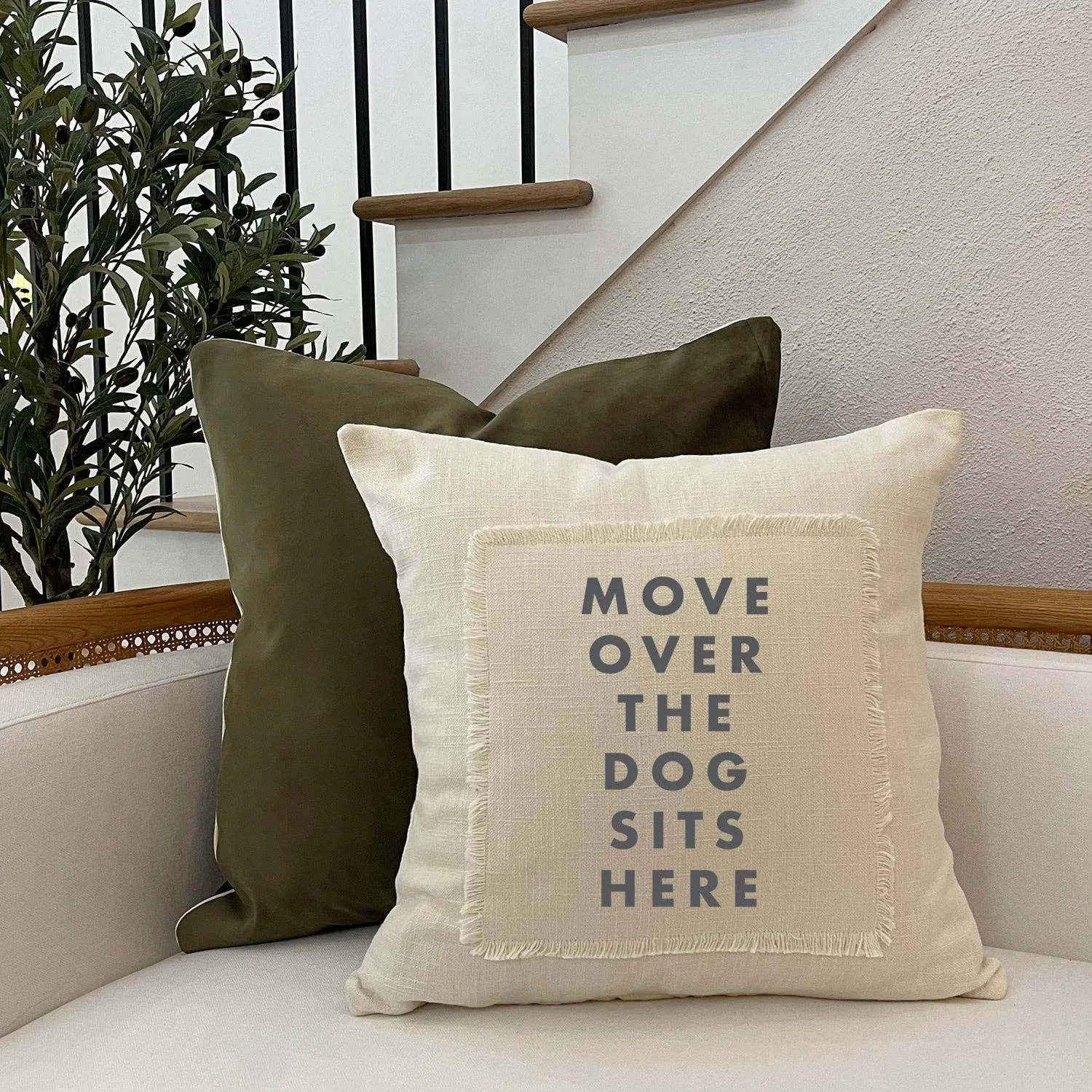 Pillow and Cover, Move over the dog sits here