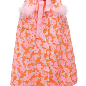 Pink Skirt with Detachable Feather Details