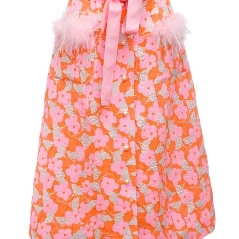 Pink Skirt with Detachable Feather Details