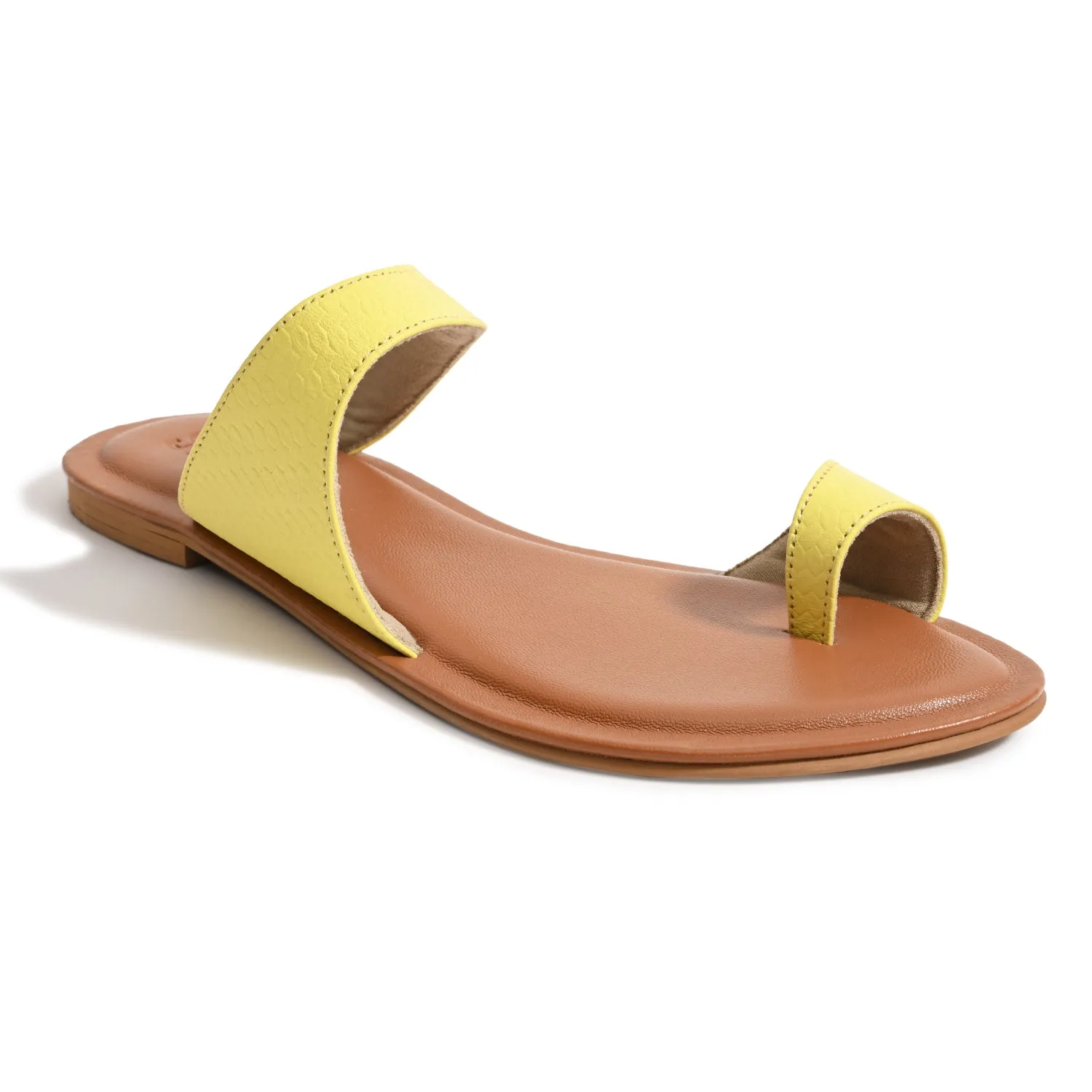 Pisa Yellow Flat Sandals For Women