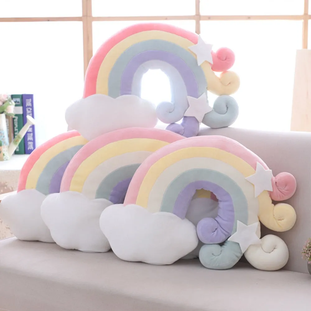 Plush Cute Moon Rainbow Shell Star Colourful Seat Cushion Pillow