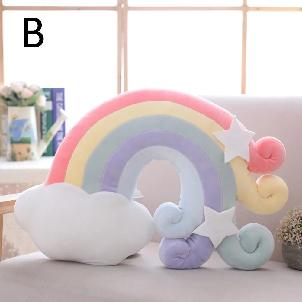 Plush Cute Moon Rainbow Shell Star Colourful Seat Cushion Pillow
