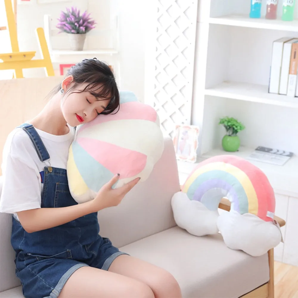 Plush Cute Moon Rainbow Shell Star Colourful Seat Cushion Pillow