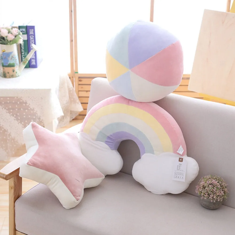 Plush Cute Moon Rainbow Shell Star Colourful Seat Cushion Pillow