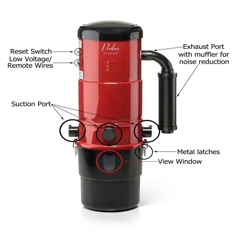 Prolux PLCCV12Kr Complete Central Vacuum Unit System with Prolux Electric Hose Power Nozzle Kit