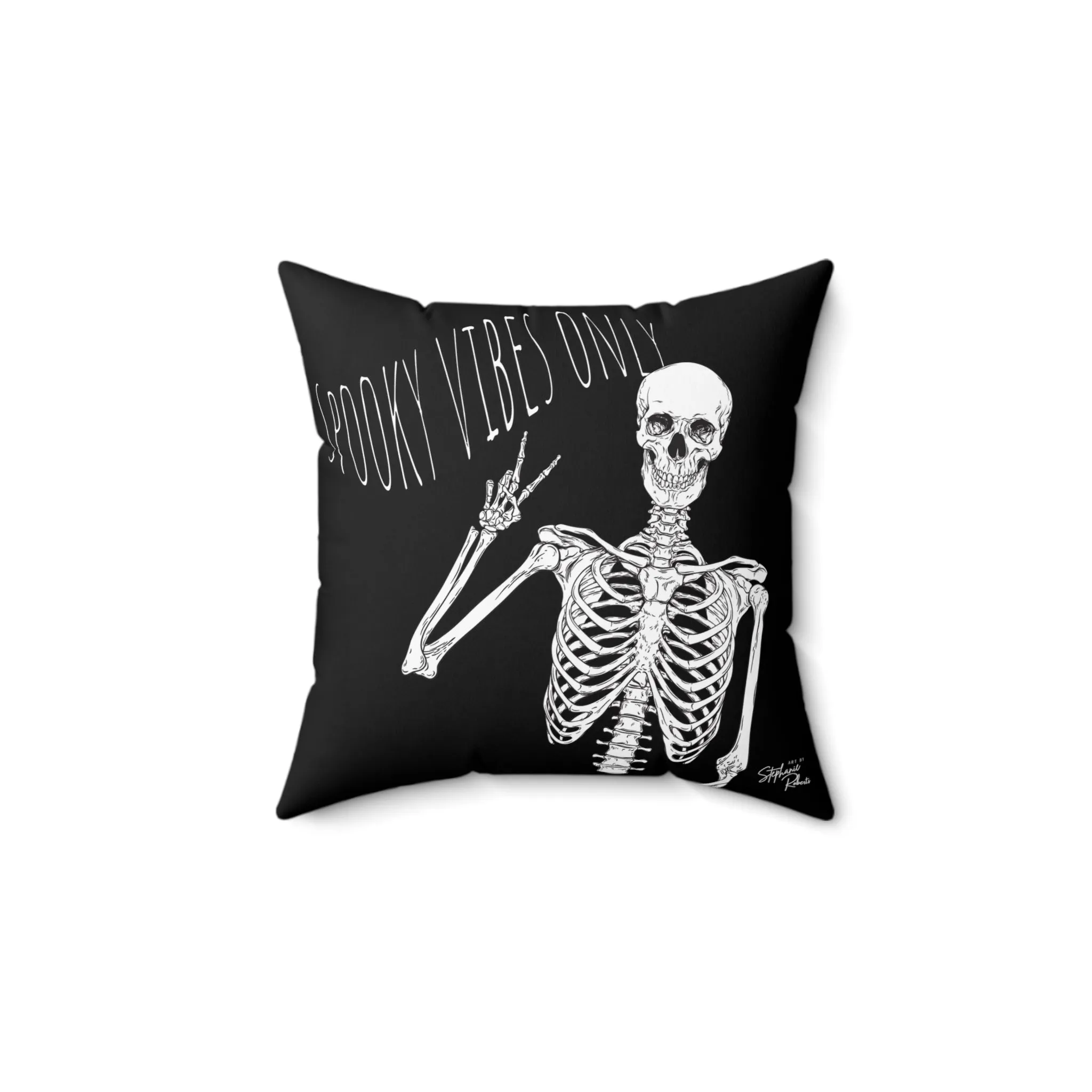 "Spooky Vibes Only" Dual Print, Faux Suede Pillow
