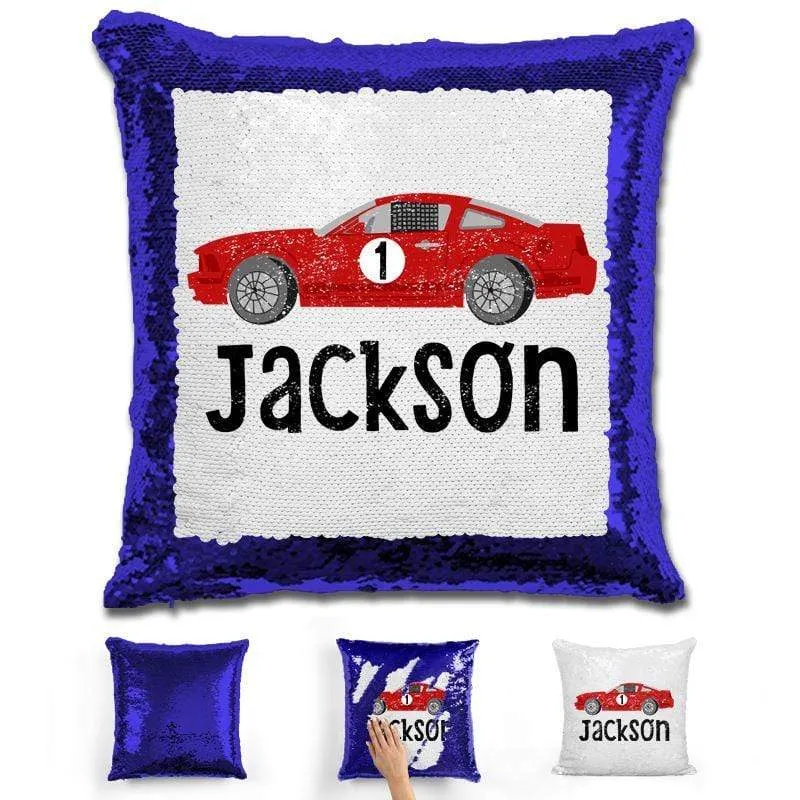 Race Car Personalized Magic Sequin Pillow