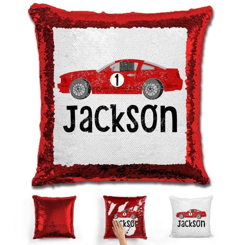 Race Car Personalized Magic Sequin Pillow