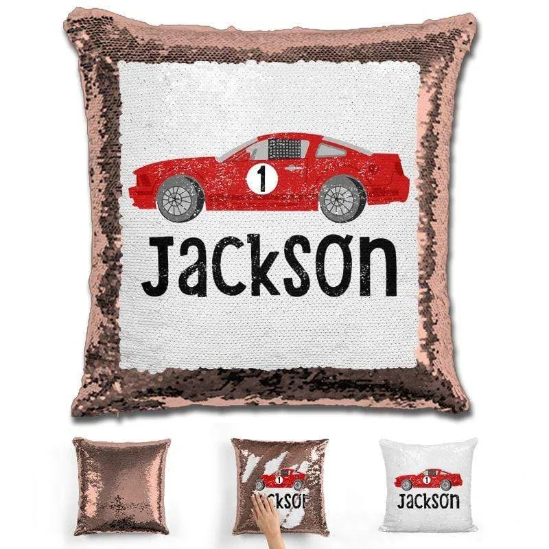 Race Car Personalized Magic Sequin Pillow