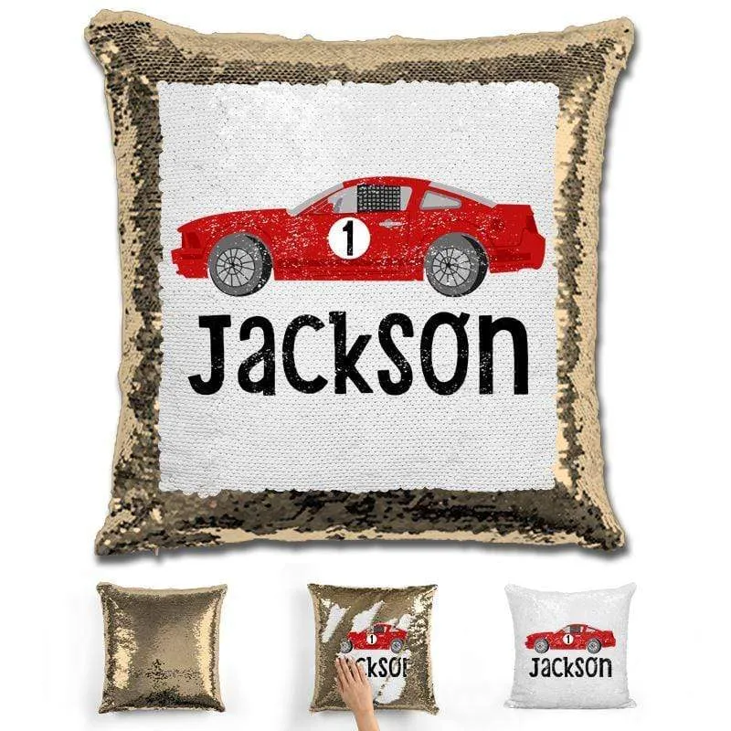 Race Car Personalized Magic Sequin Pillow
