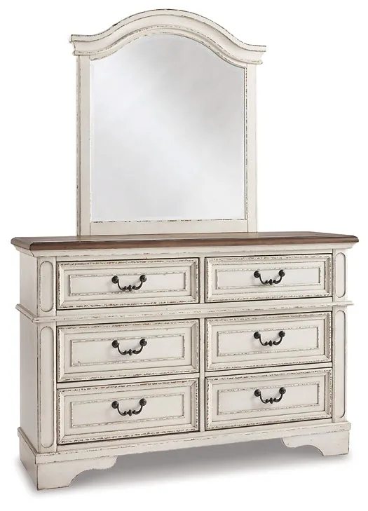 Realyn Full Panel Bed with Mirrored Dresser and Chest