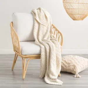 Renee Taylor Lenni 100% Cotton Knitted Throw 130 x 170 Cms Vapour
