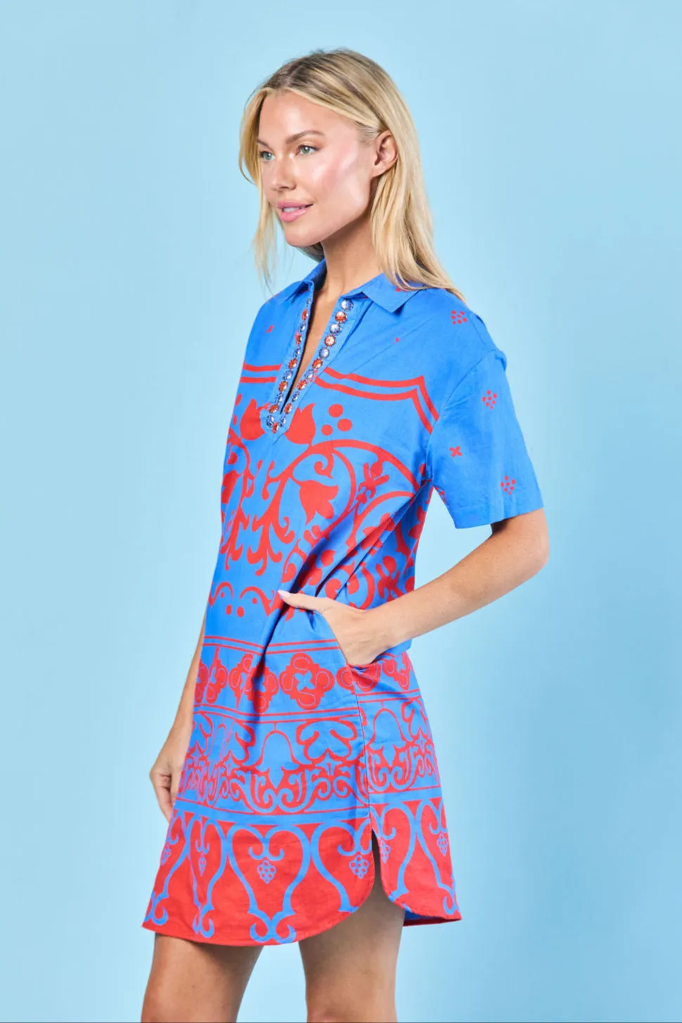 Rhodes Dress in Cobalt Tulum