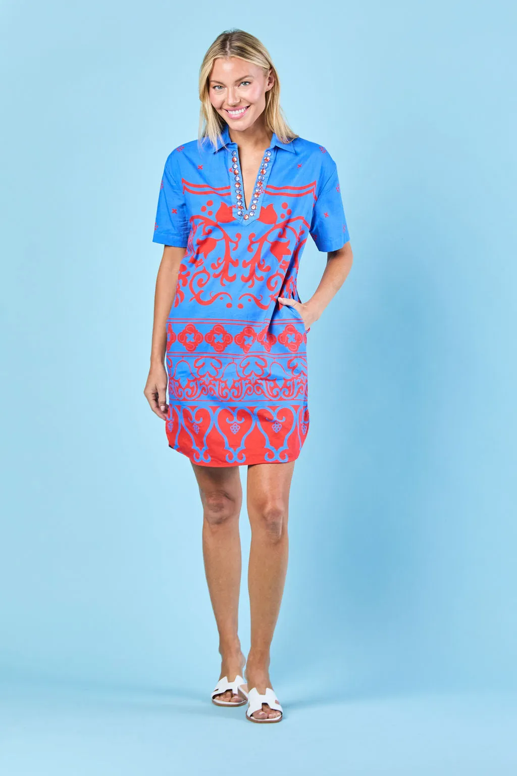 Rhodes Dress in Cobalt Tulum