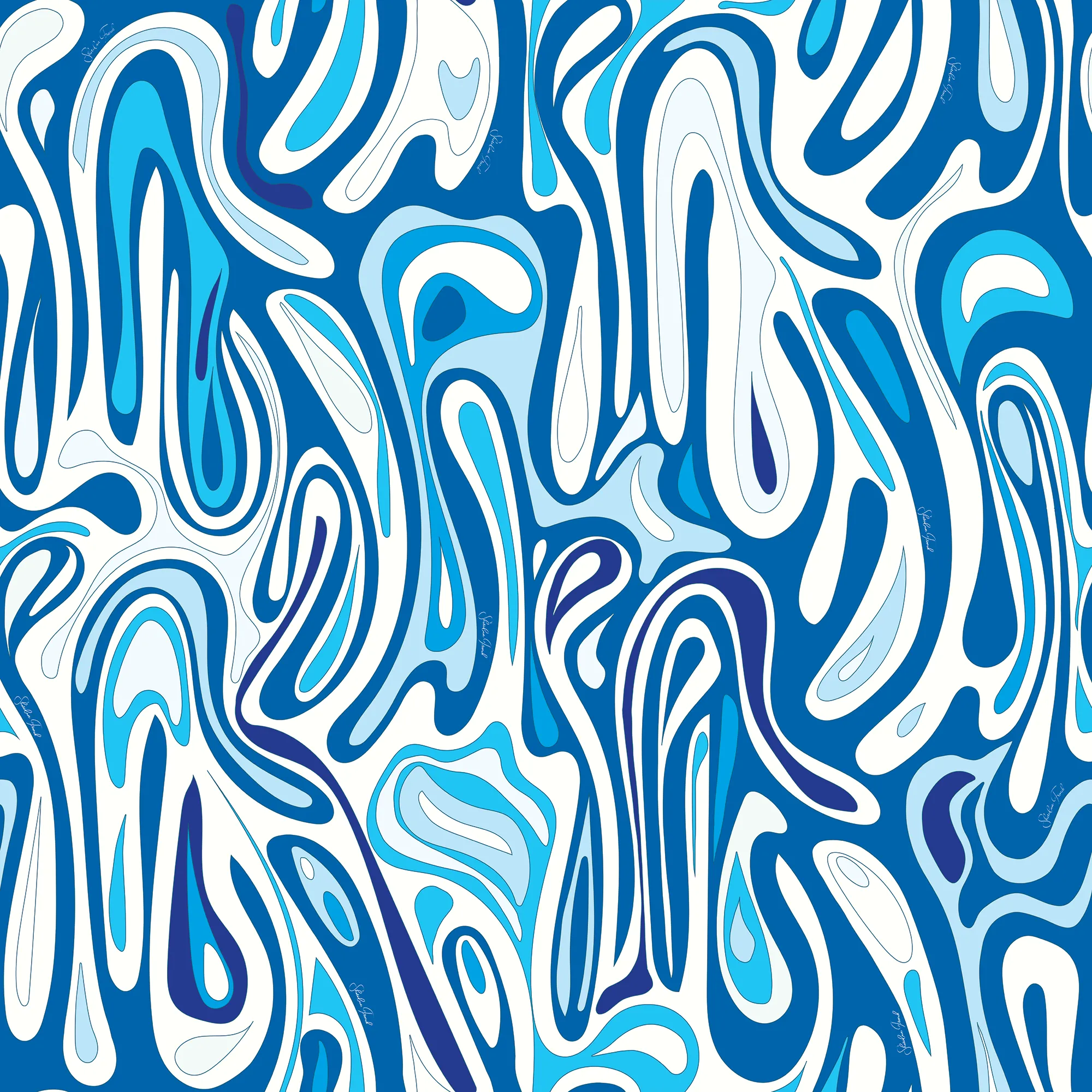Rhodes Dress in Ultramarine Wave