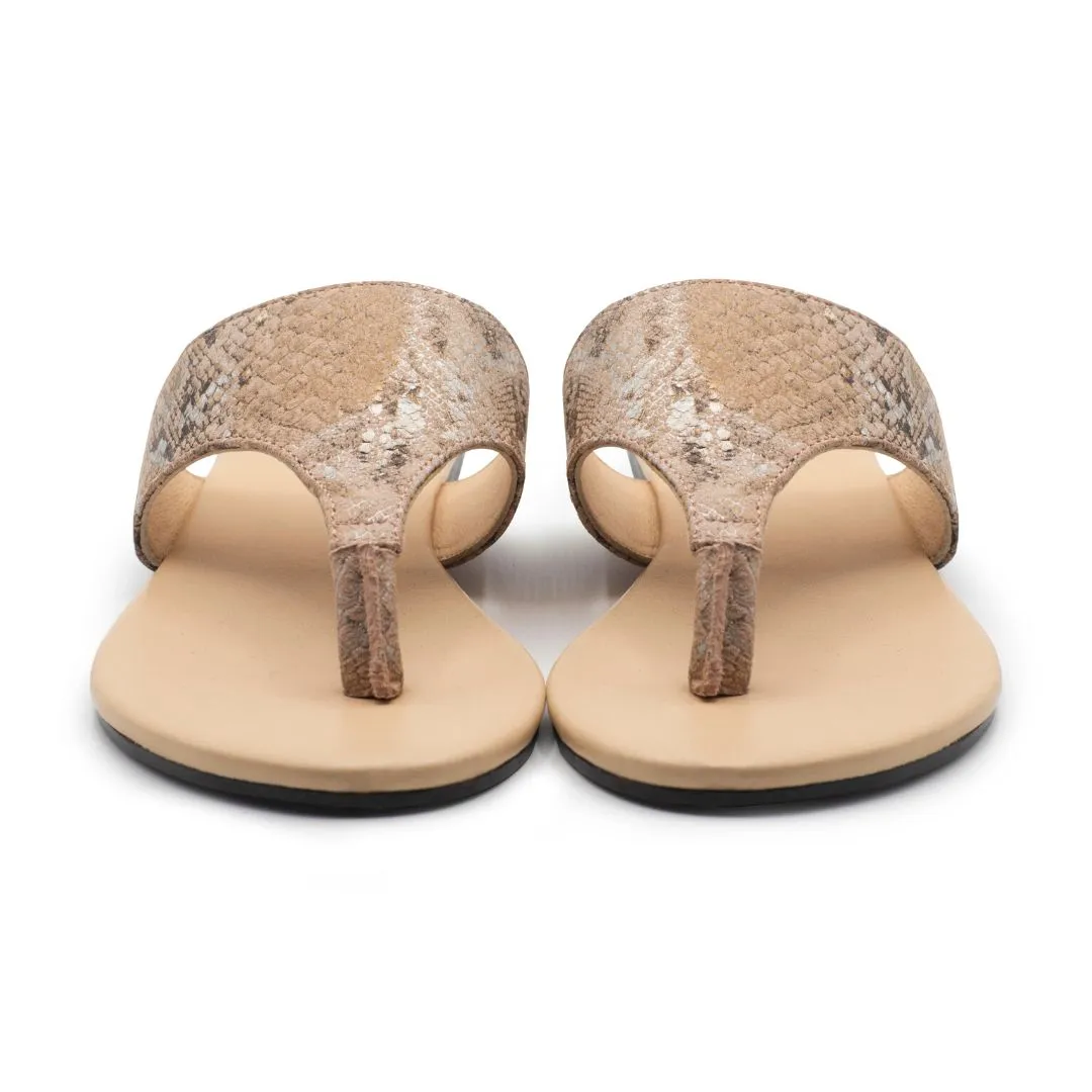 Rockefeller - Pink - Snake Pattern Leather Slippers