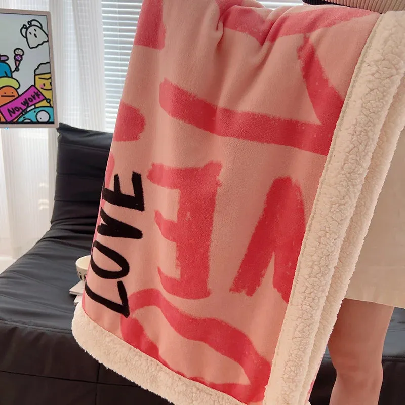 Romantic Pink Love Pattern Blanket